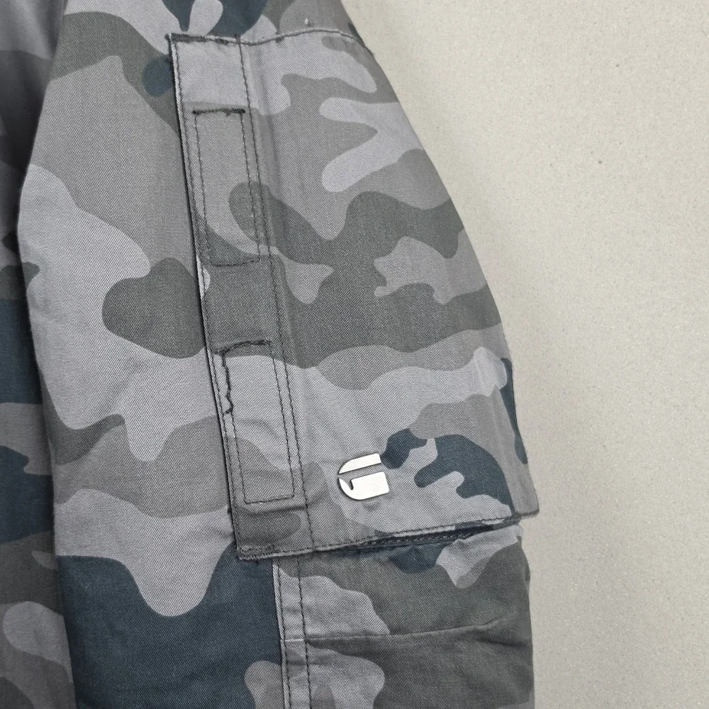 G-Star Raw Rackam Utility Camo Overshirt Mens L Grey Quilted Lined Zip Up Jacket